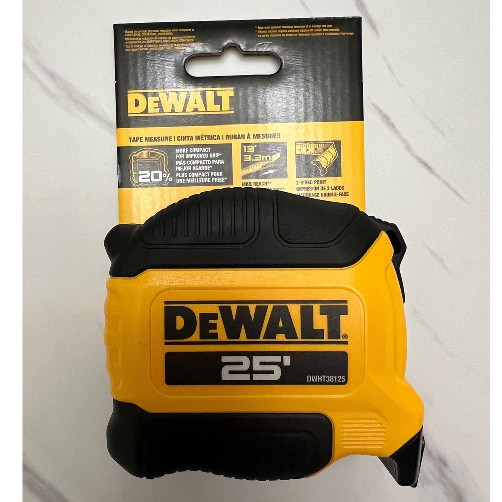 DEWALT 25 ft Tape Measure Compact 13 ft Reach 2-Sided Print DWHT38125 New